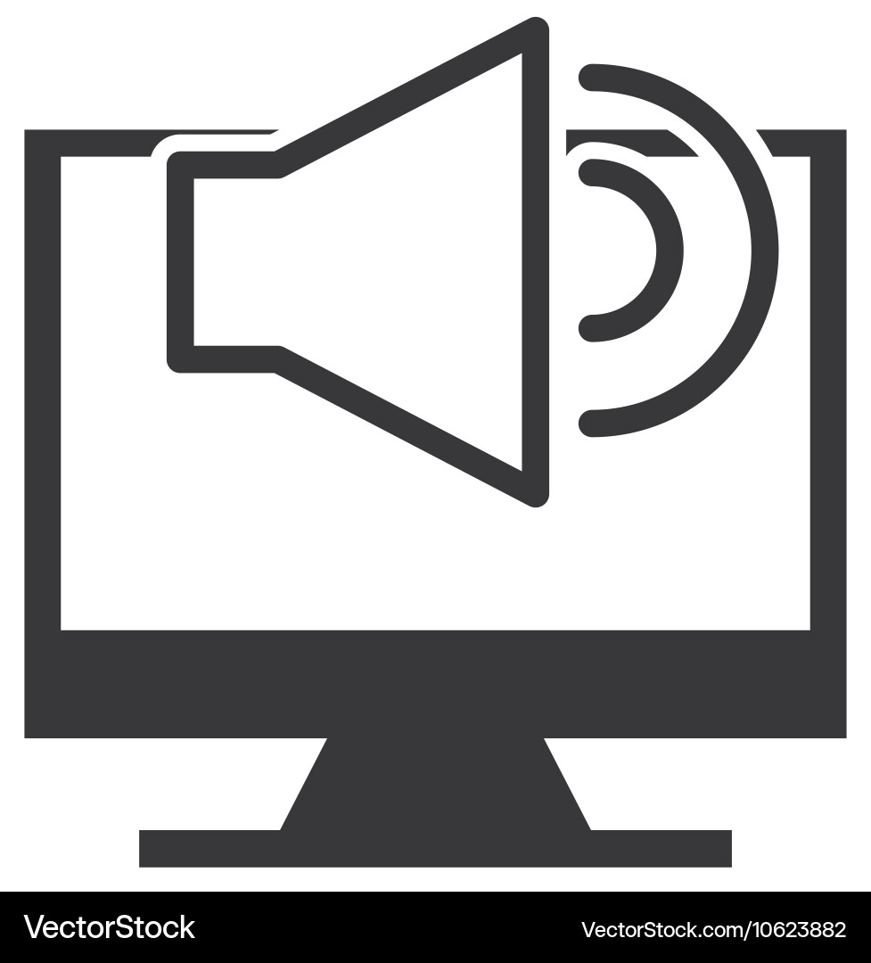 Monitor computer with button audio menu vector image