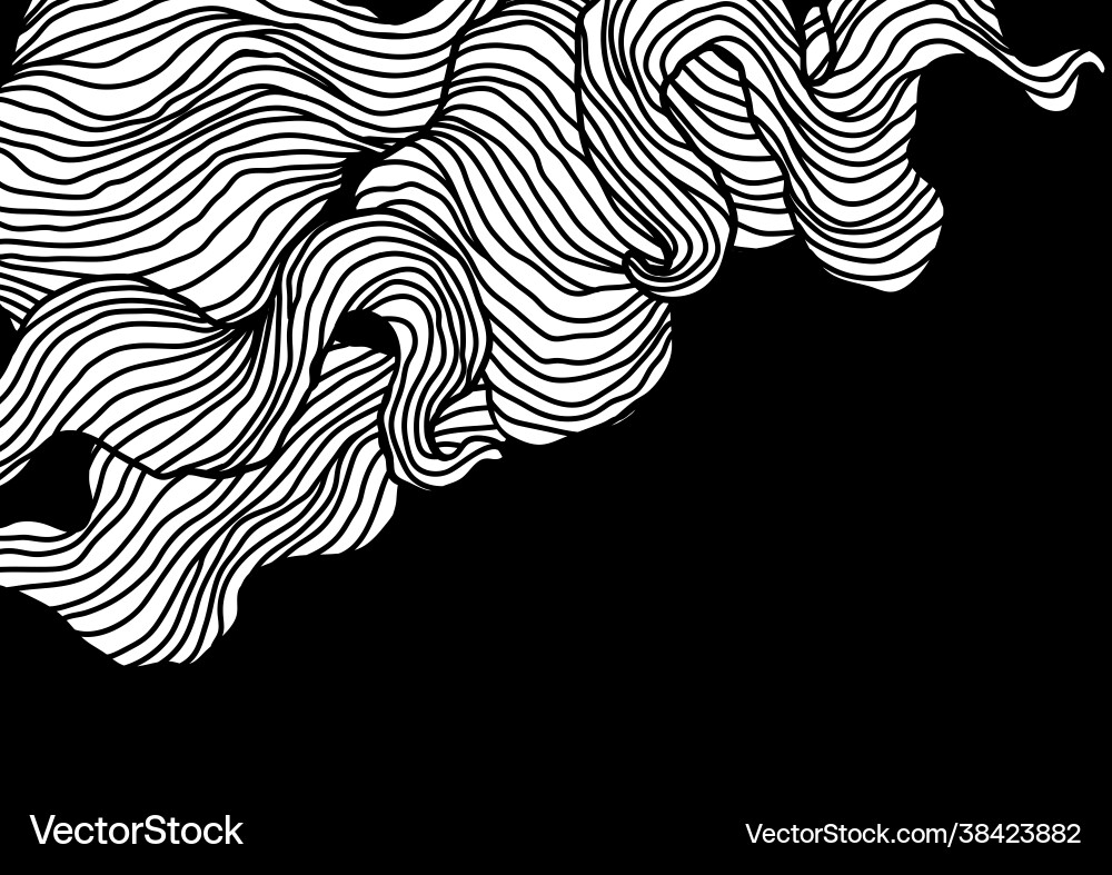 Monochrome Wave Curl Abstract vector image