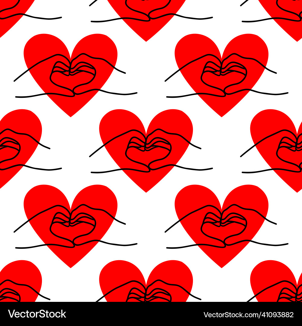 Pattern with a heart in the shape of hands Pattern with a heart in the shape of hands vector image