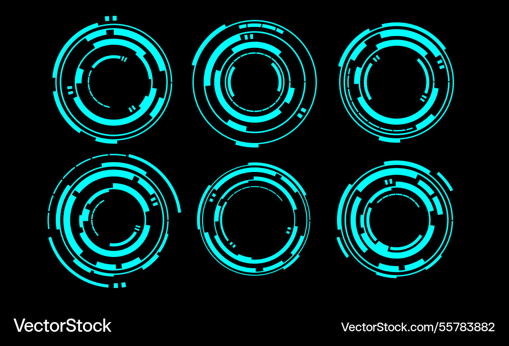 Set of sci fi blue circle user interface elements Set of sci fi blue circle user interface elements Vector Image