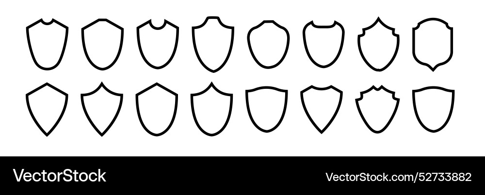 Shield frame set collection signs empty Vector Image