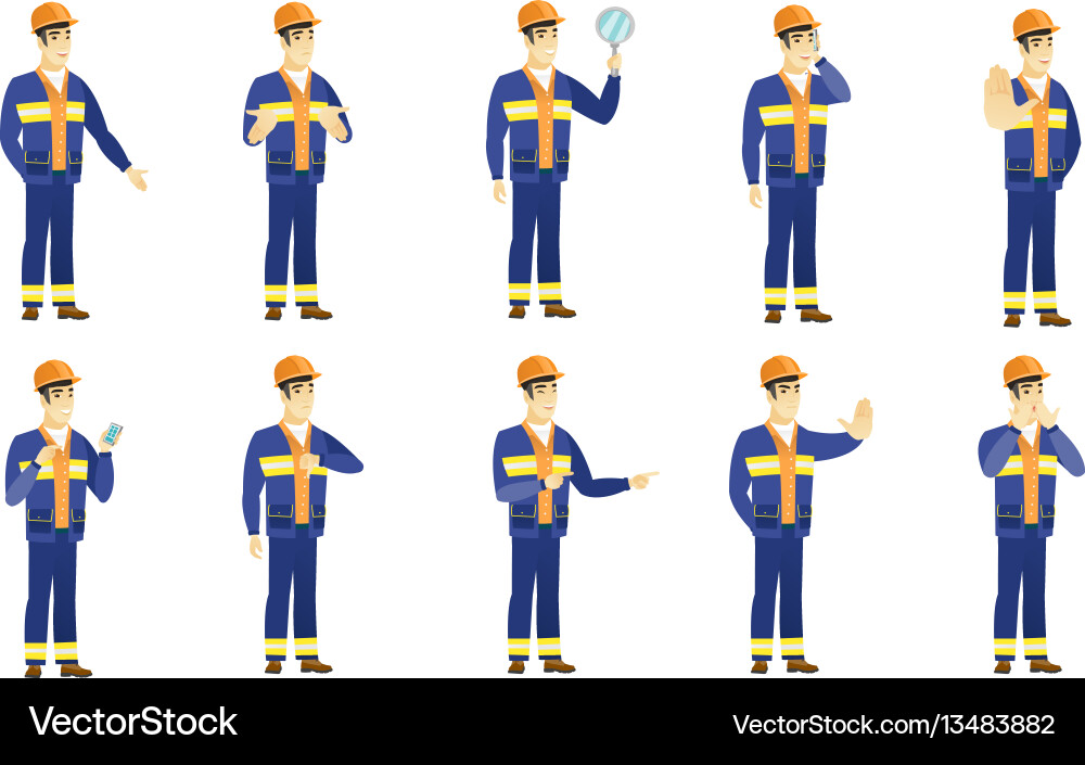 Smiling Builder Character Set vector image