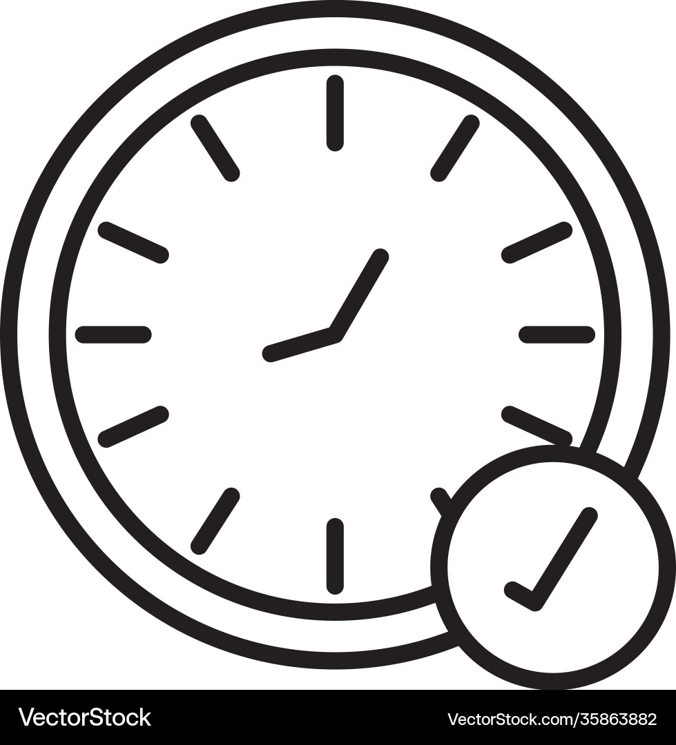 Time clock watch with check symbol line style icon vector image