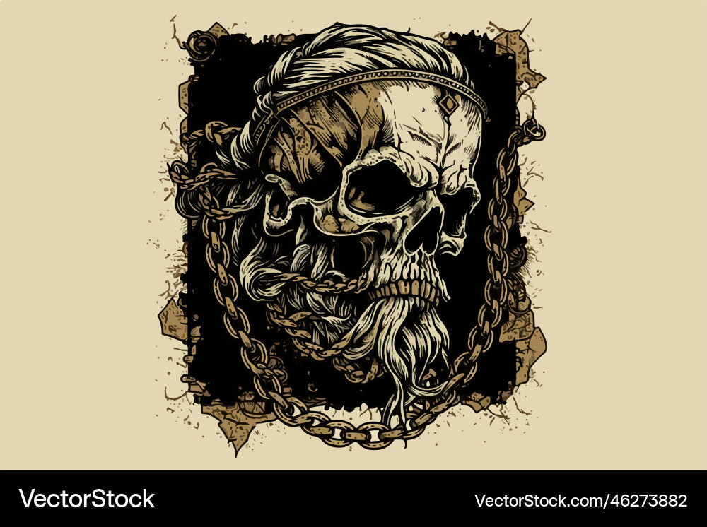 Viking Skull T-Shirt Art Vector Image