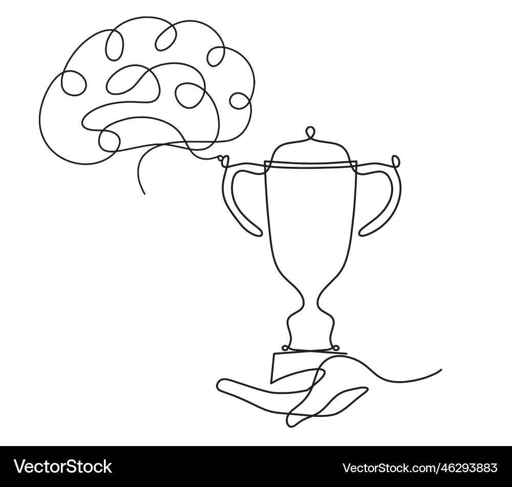 Abstract cup with brain as continuous lines vector image