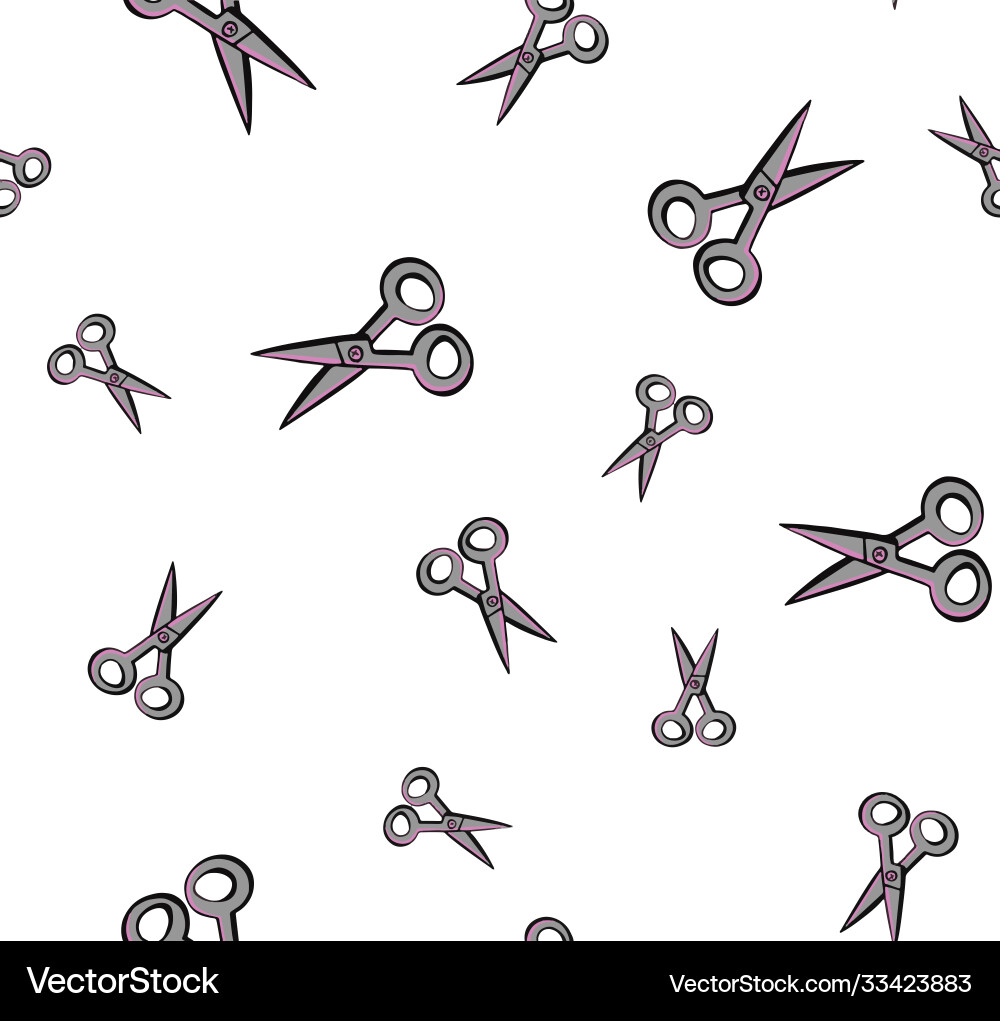 Barber Scissors Seamless Pattern Vector Image