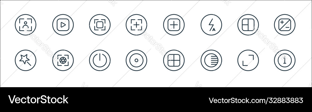 Camera line icons linear set quality Camera line icons linear set quality vector image
