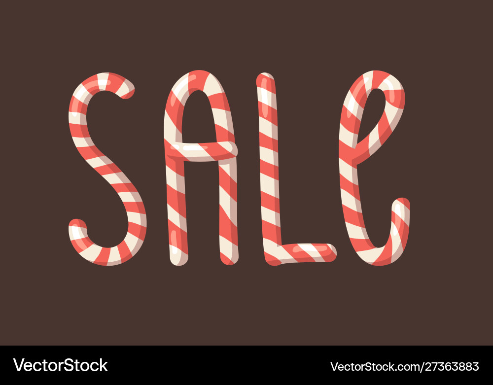 Cartoon christmas candy cane hand drawn font Cartoon christmas candy cane hand drawn font vector image