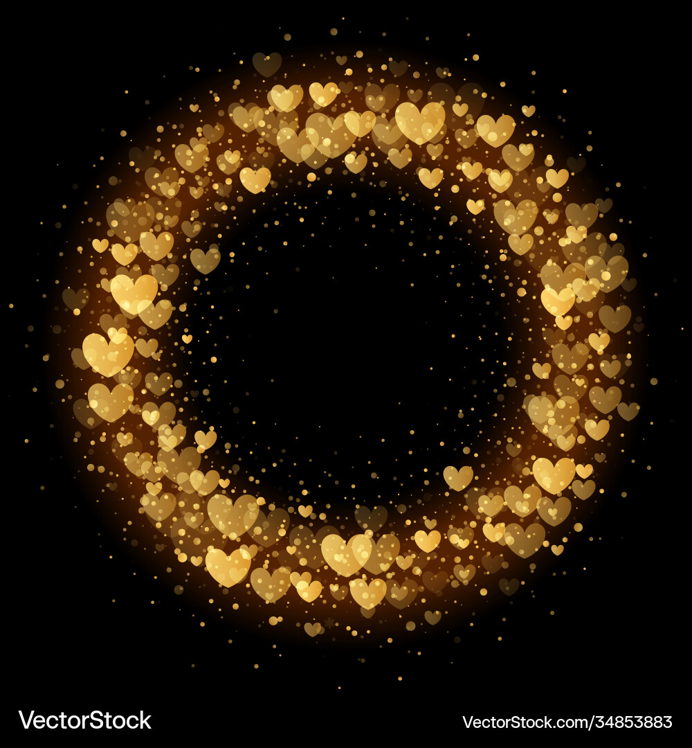Herzen valentine wreath gold glitzer Muster Herzen valentine wreath gold glitzer Muster Vektorbild