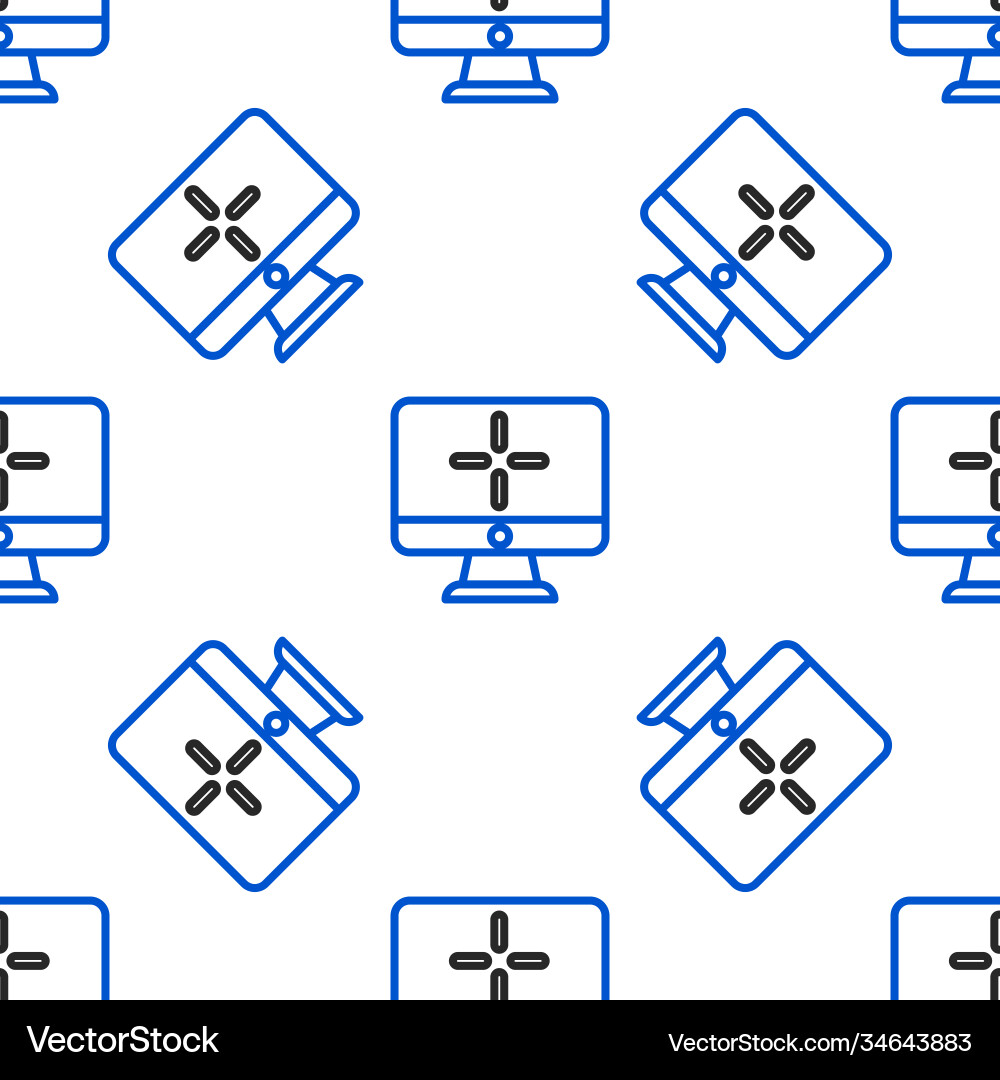 Line computer monitor icon isolated seamless Line computer monitor icon isolated seamless vector image
