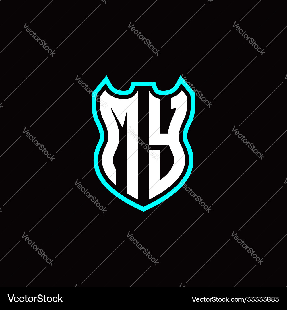 M y initial logo design with shield shape M y initial logo design with shield shape vector image