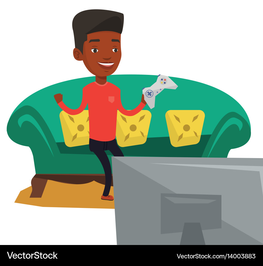 Man playing video game Vector Image