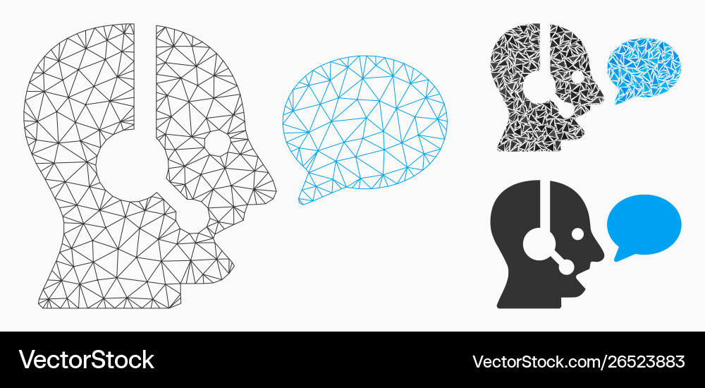 Operator message balloon mesh 2d model Operator message balloon mesh 2d model vector image