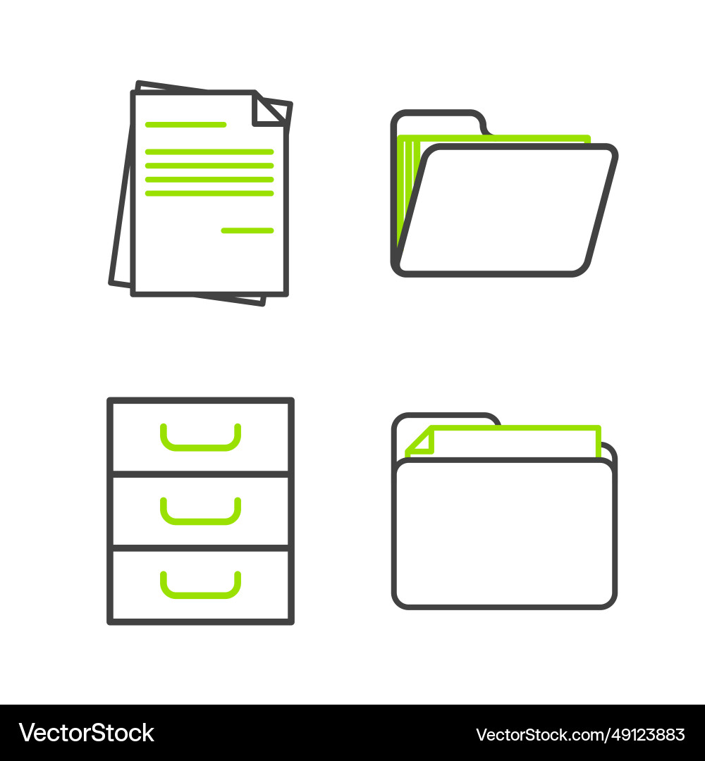 Set line document folder drawer with documents Set line document folder drawer with documents vector image