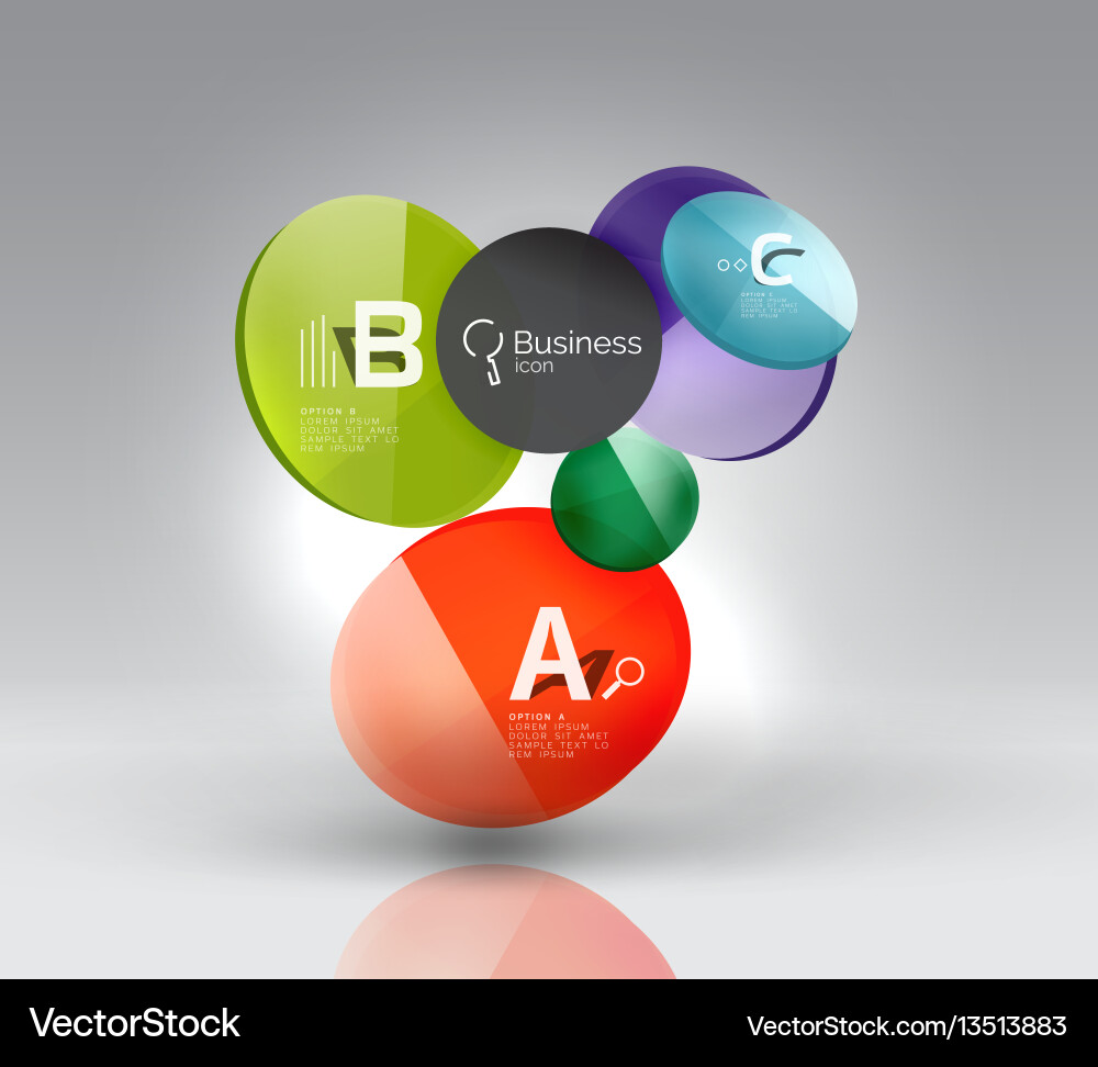 Shiny circles with text in 3d space Shiny circles with text in 3d space Vector Image