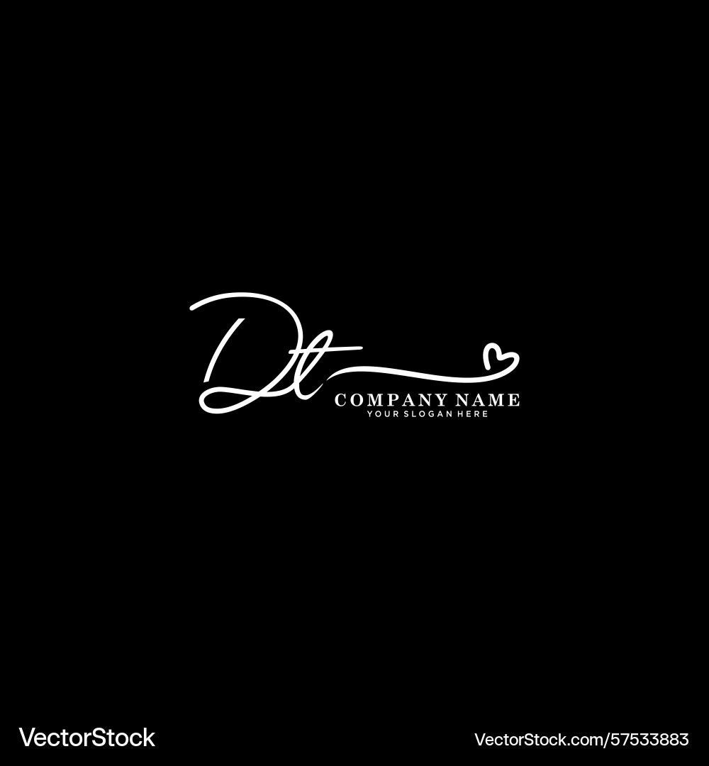 Signature style dt initial logos initials logo Vector Image