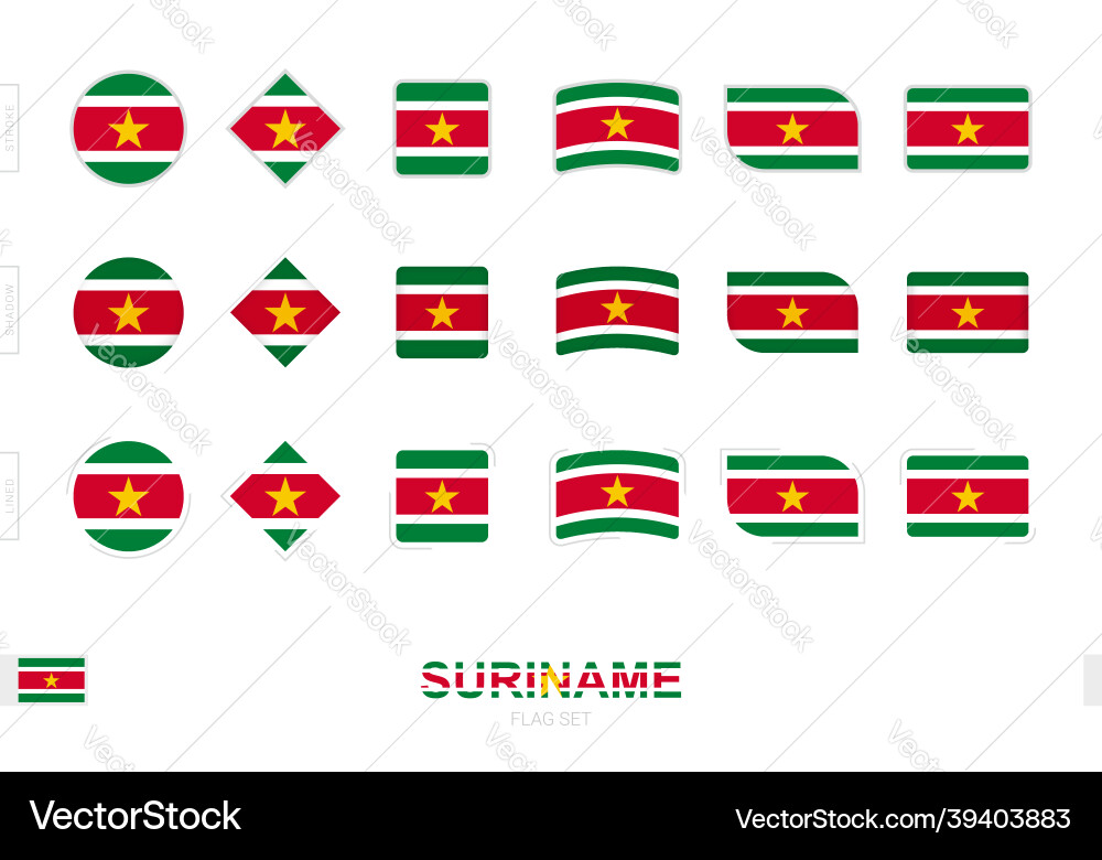 Suriname flag set simple flags of Suriname flag set simple flags of vector image