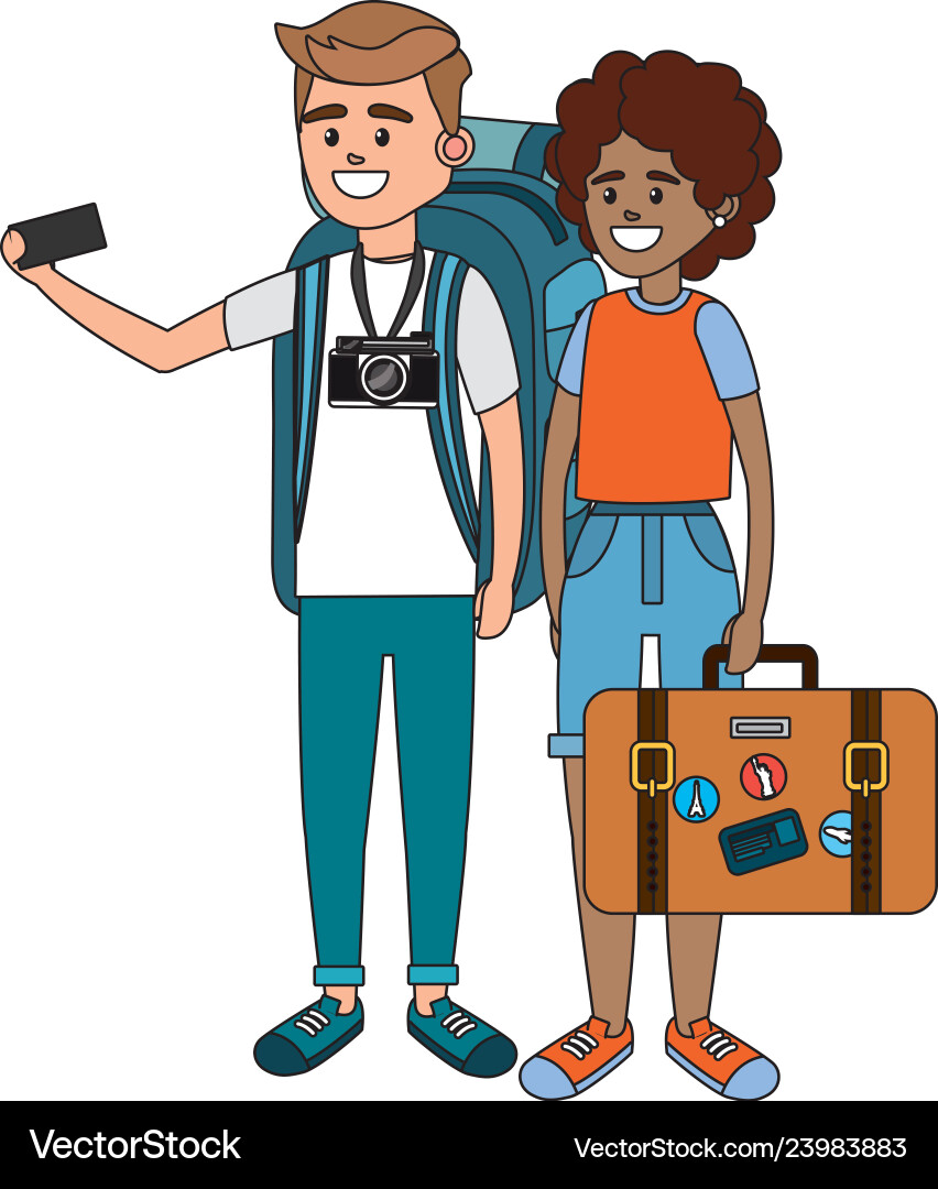 Touristische Paar Cartoon Touristische Paar Cartoon vektorbild