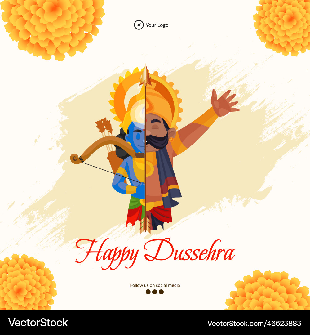 Traditional indian festival happy dussehra banner Traditional indian festival happy dussehra banner vector image