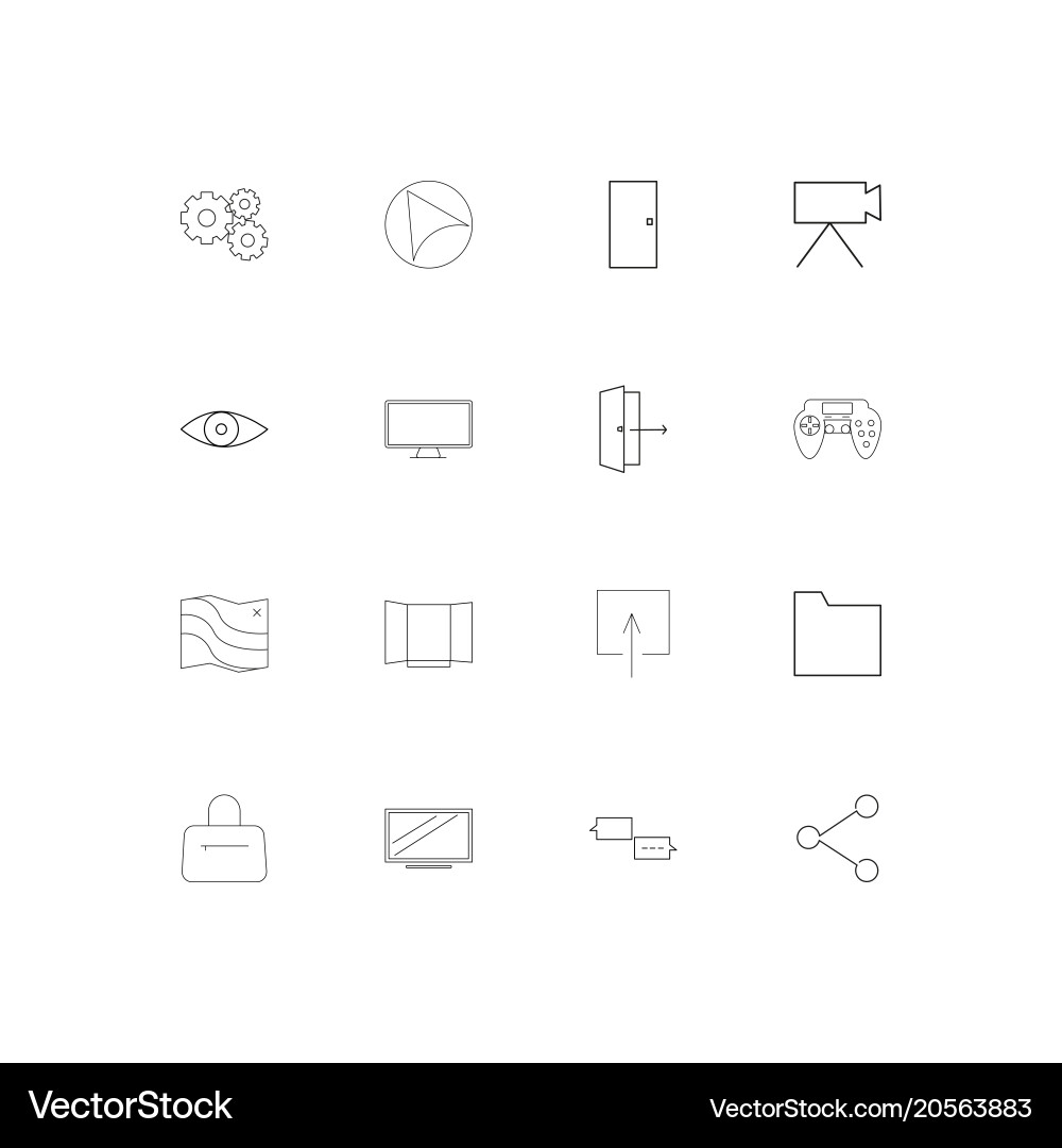 User interface simple linear icons set outlined Vector Image