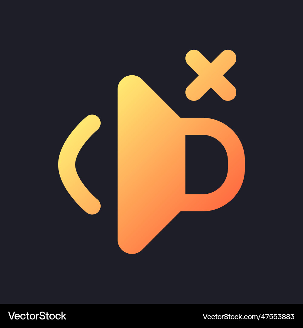 Volume off orange solid gradient ui icon for dark Vector Image