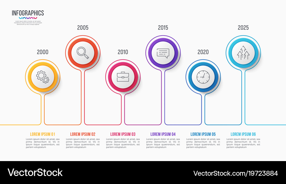 6 Steps Timeline Chart - Progress Tracker vector image