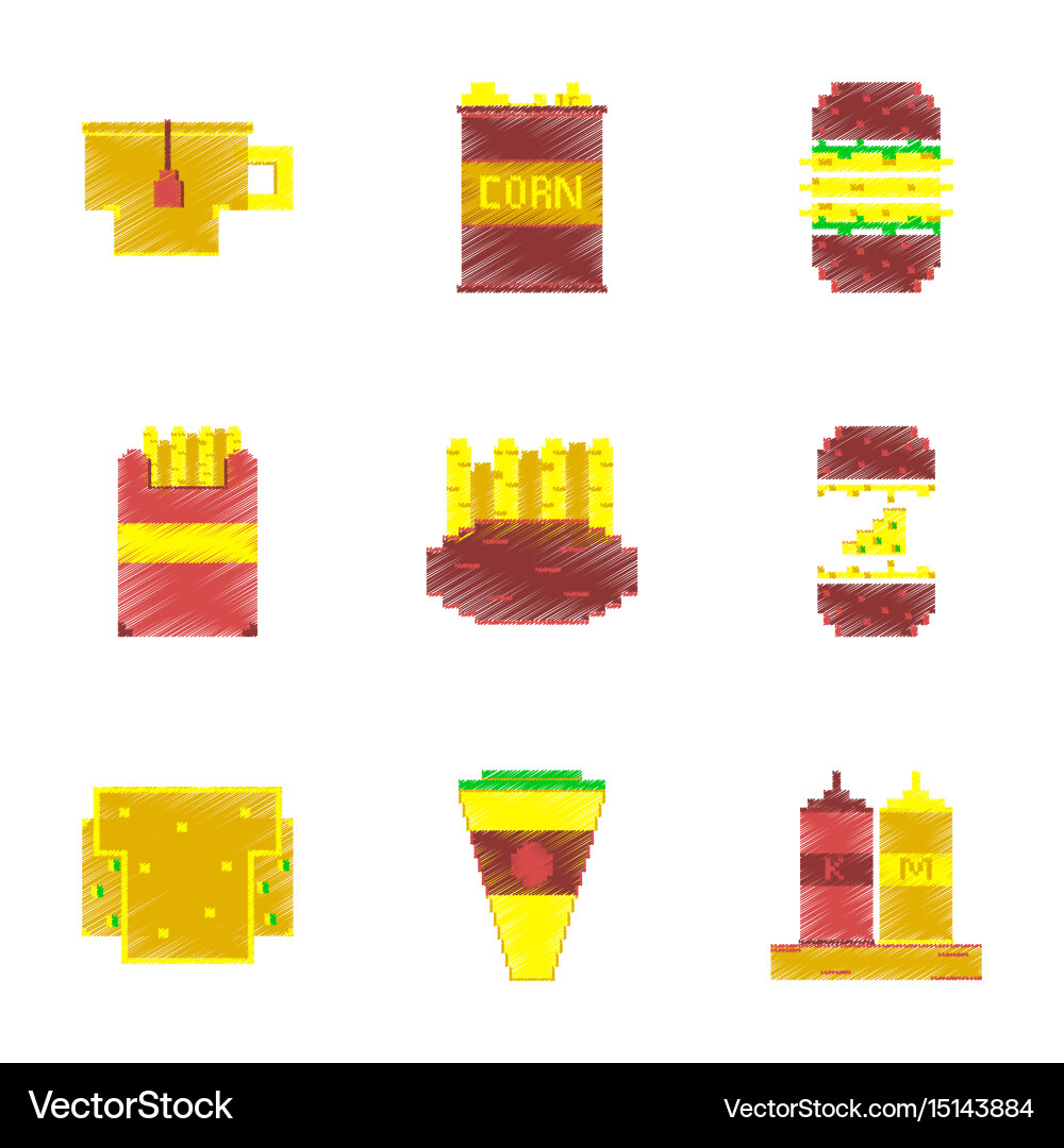 Assembly of flat shading style pixel icon fast Vector Image