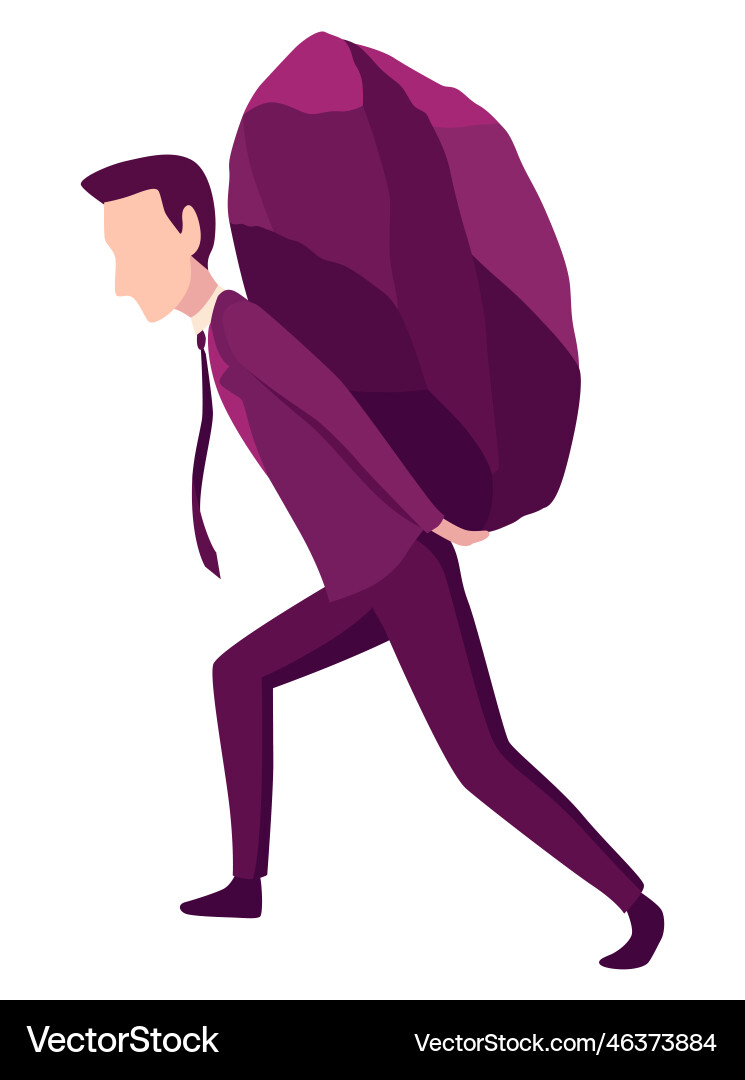 Businessman with boulder Businessman with boulder Vector Image