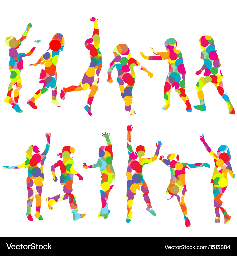 Colorful Child Silhouettes Vector Image