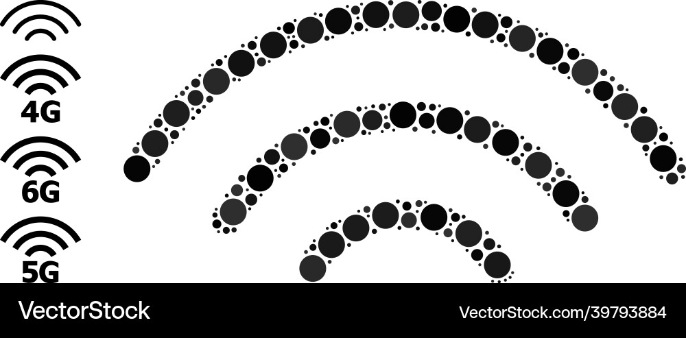 Dotted wi-fi source composition of circles Dotted wi-fi source composition of circles Vector Image