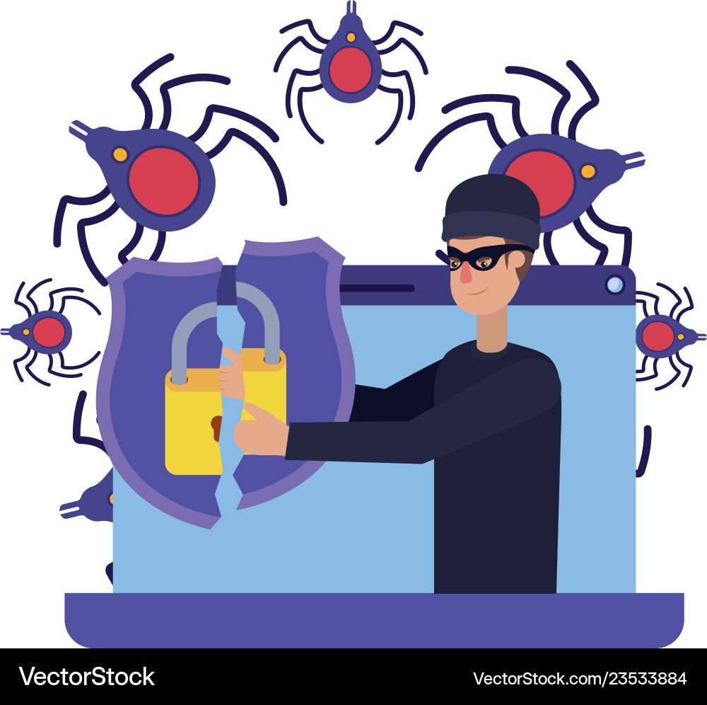 Hacker stealing information avatar character vector image
