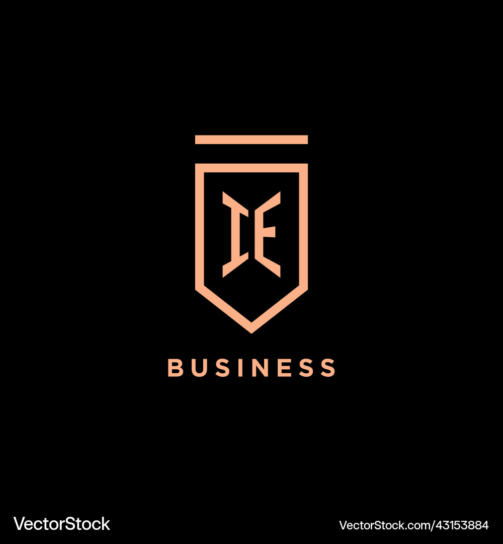 Ie monogram initial with shield logo design icon Vector Image