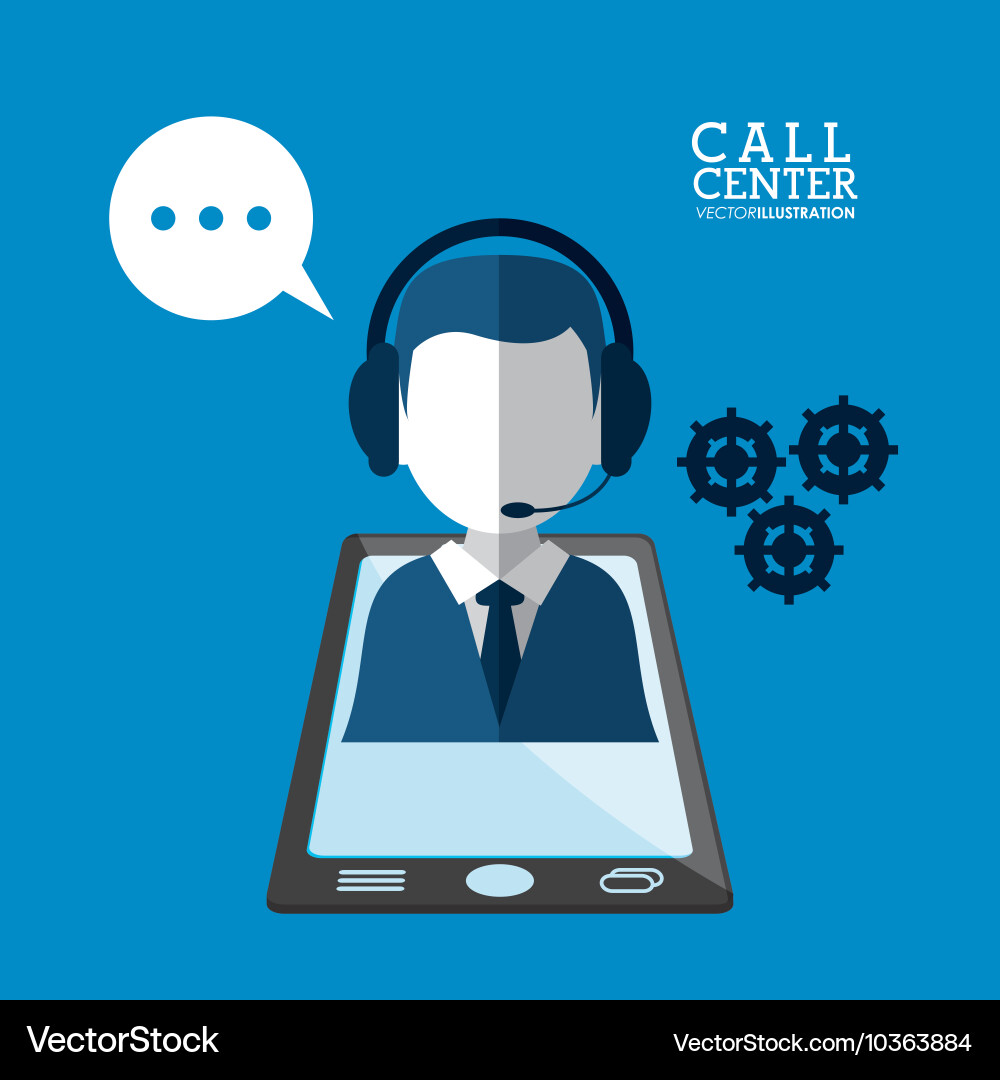 Man headphone avatar call center design vector image