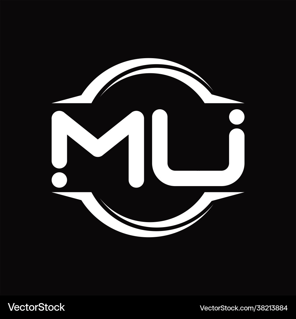 Mu logo monogram with circle rounded slice shape vector image
