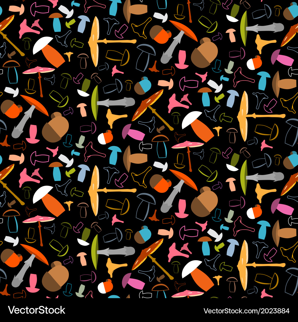 Mushroom seamless pattern - background vector image