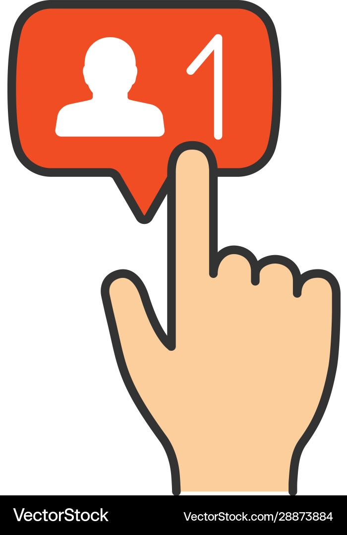 New follower button click color icon New follower button click color icon vector image