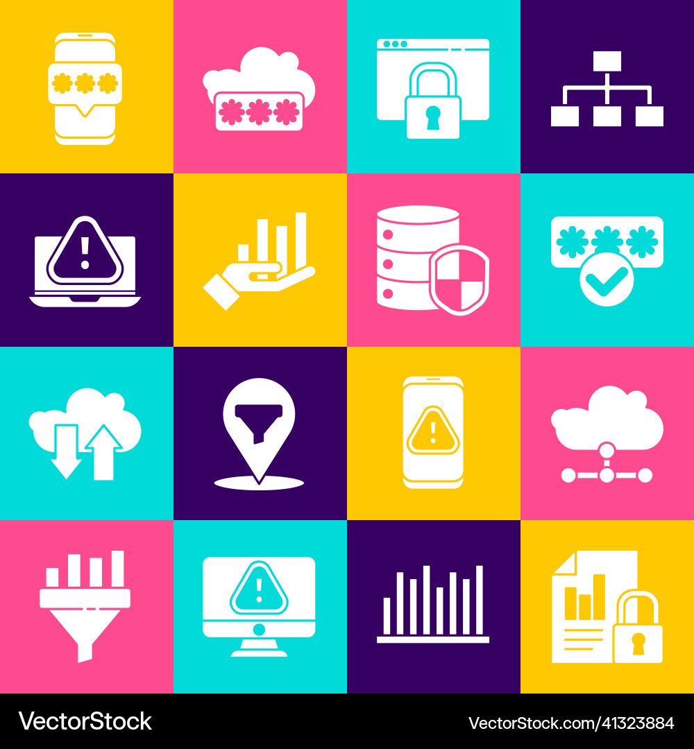 Set document and lock network cloud connection Set document and lock network cloud connection vector image