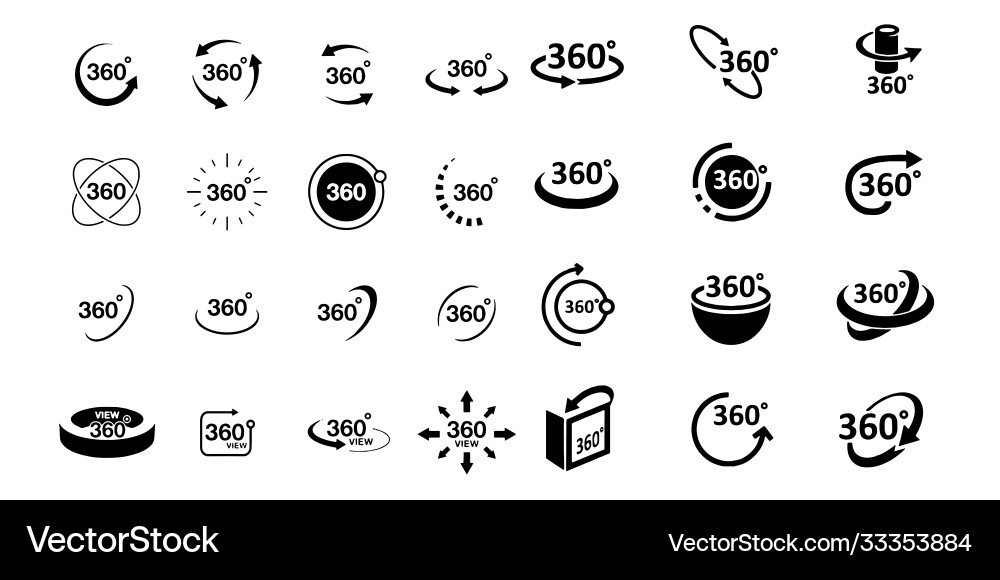 Simple set 360 degree view related icons Simple set 360 degree view related icons vector image