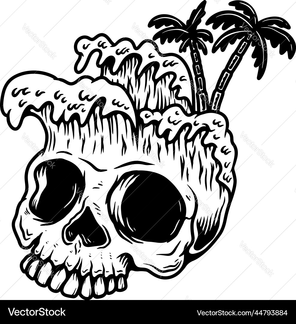 Skull Wave Summer Element vector image