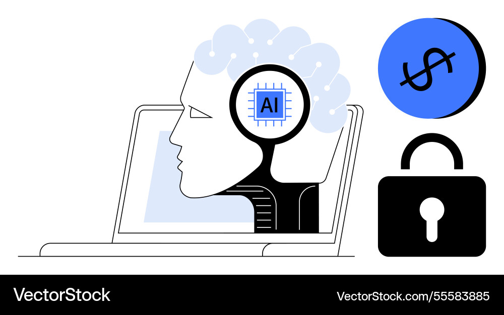 Ai integration in digital systems with technology Ai integration in digital systems with technology Vector Image