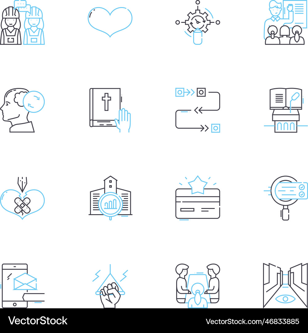 Allied parties linear icons set unity Allied parties linear icons set unity Vector Image