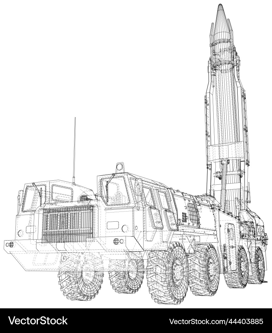 Army tractor with a rocket medium range ballistic Army tractor with a rocket medium range ballistic vector image