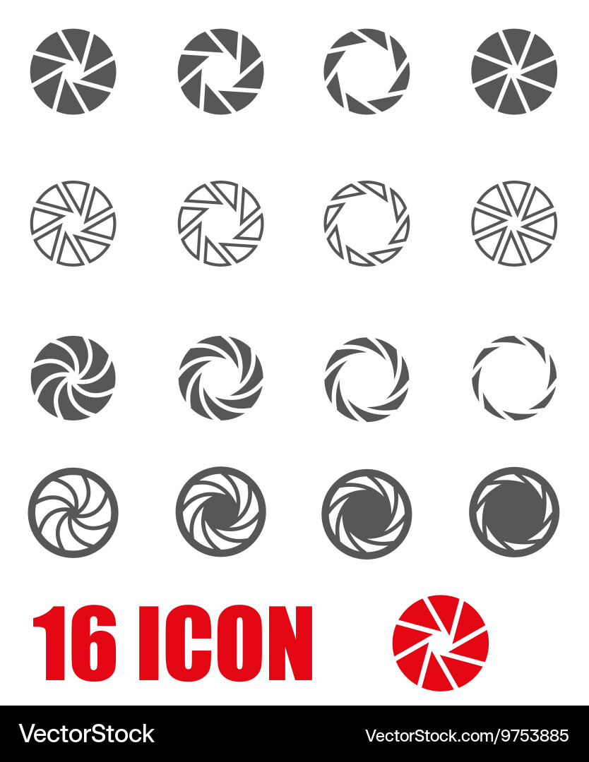 Black camera shutter icon set Royalty Free Vector Image