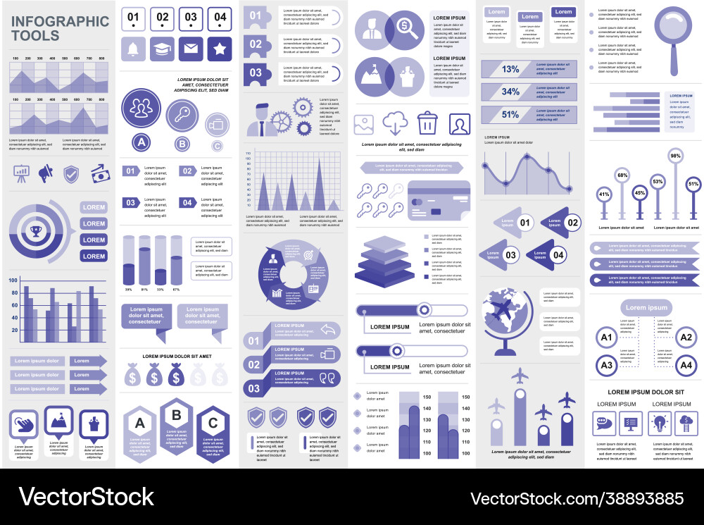 Bundle infographic elements data visualization Bundle infographic elements data visualization vector image