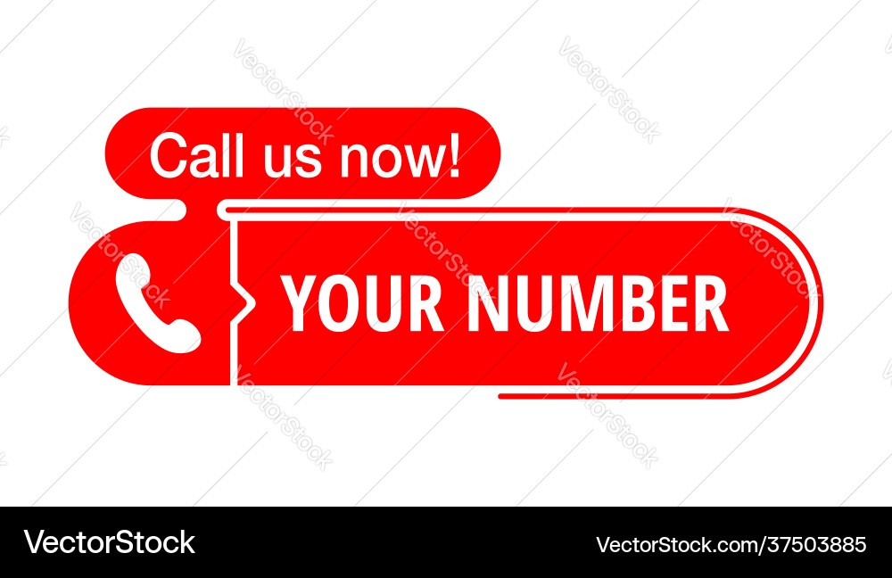 Call us red rounded button for phone number vector image