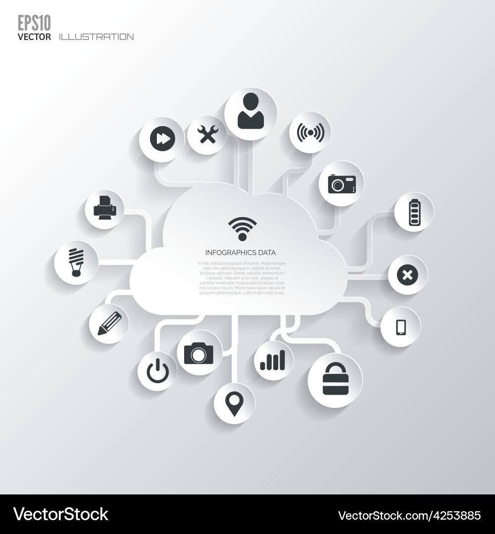Cloud icon flat abstract background with web vector image