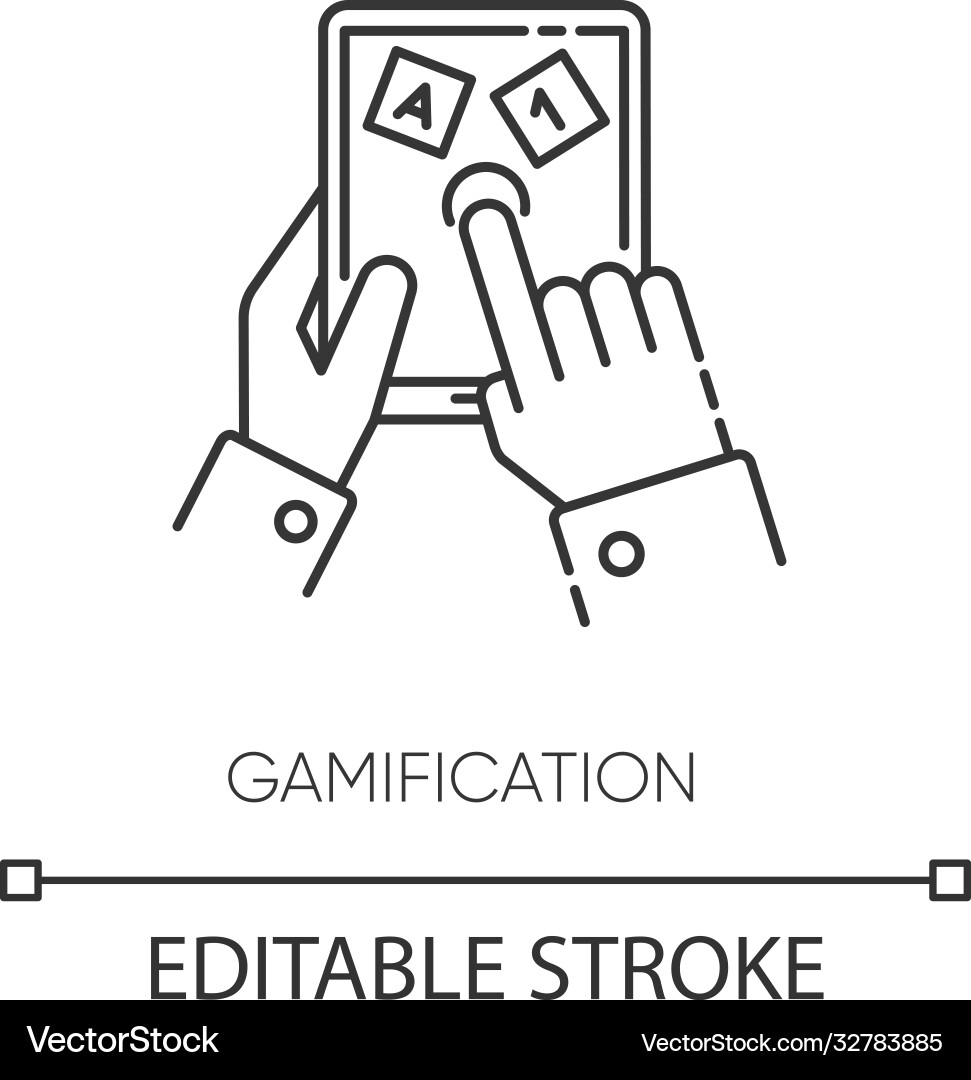 Gamification pixel perfect linear icon Gamification pixel perfect linear icon vector image