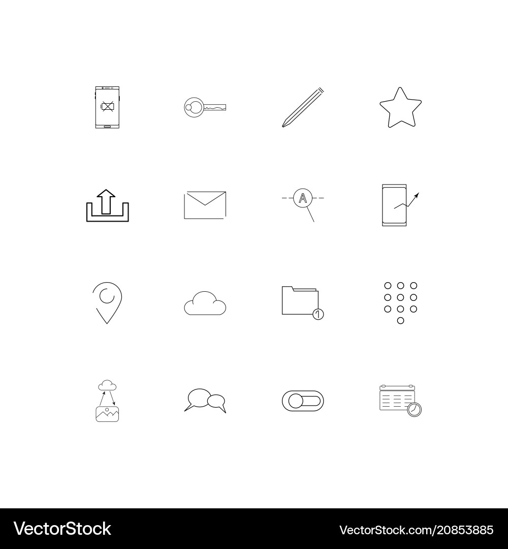 Interface lineare dünne Symbole gesetzt umrissen einfach Interface lineare dünne Symbole gesetzt umrissen einfach vektorbild