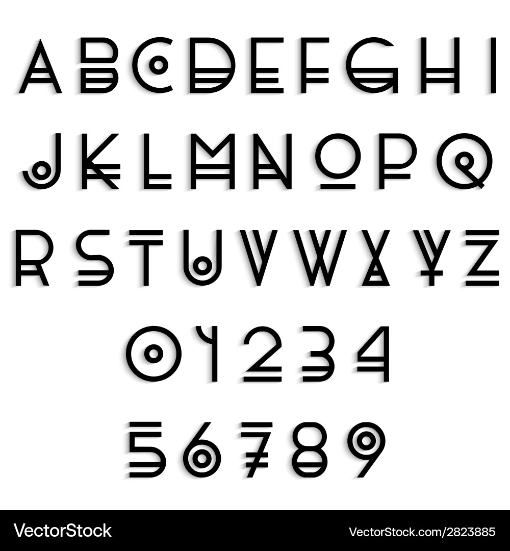 Modern Shadowy Alphabet Set Vector Image
