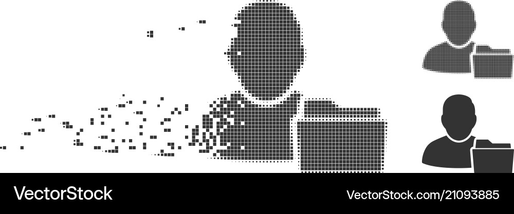 Moving pixel halftone user document folder icon Vector Image